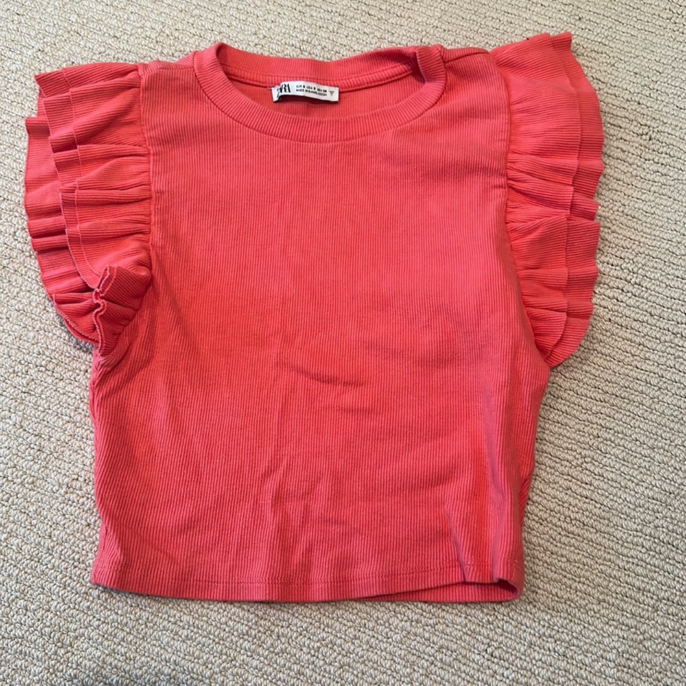 Coral Zara Ruffle tank size s